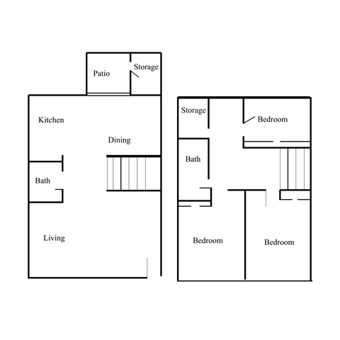 Floor plan for 3 beds, 1.5 baths, 1120 sqft